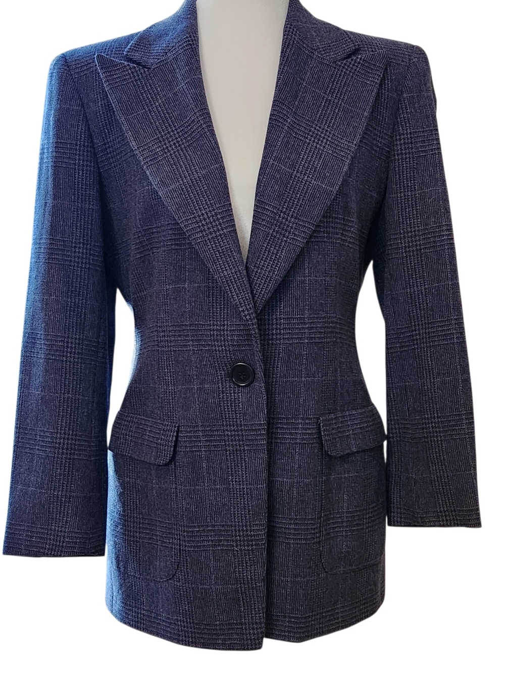 VTG Sahza Saks 5th Ave Italian Blazer Lambswool Gruppo GFT Glen-Plaid Office